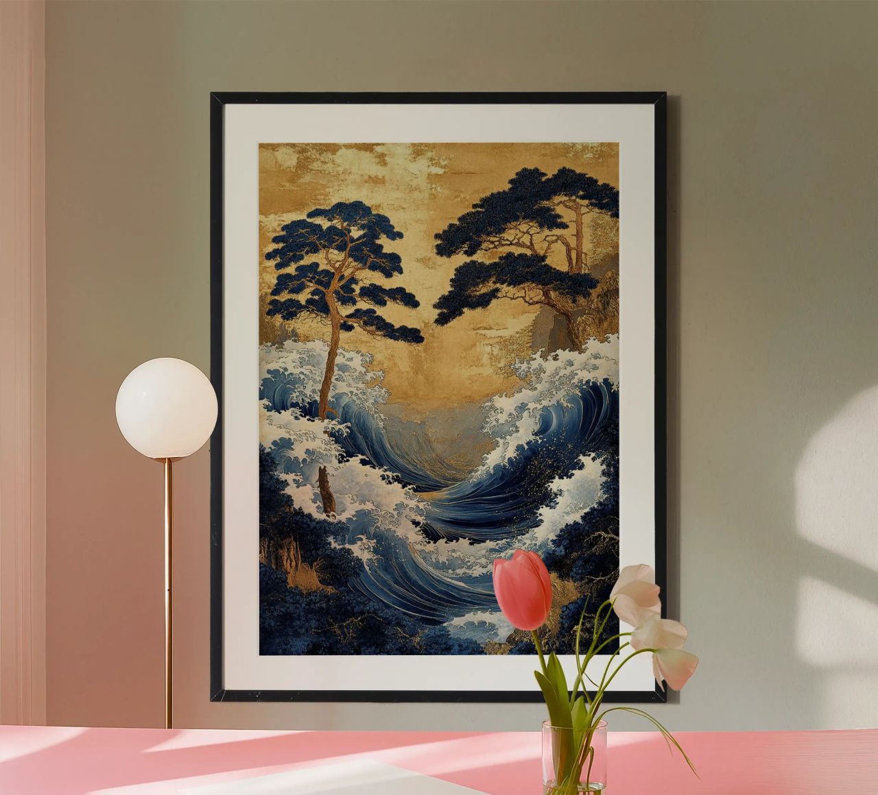 Grabado artístico japonés "Las olas del tiempo" poster de Ukiyo Visions