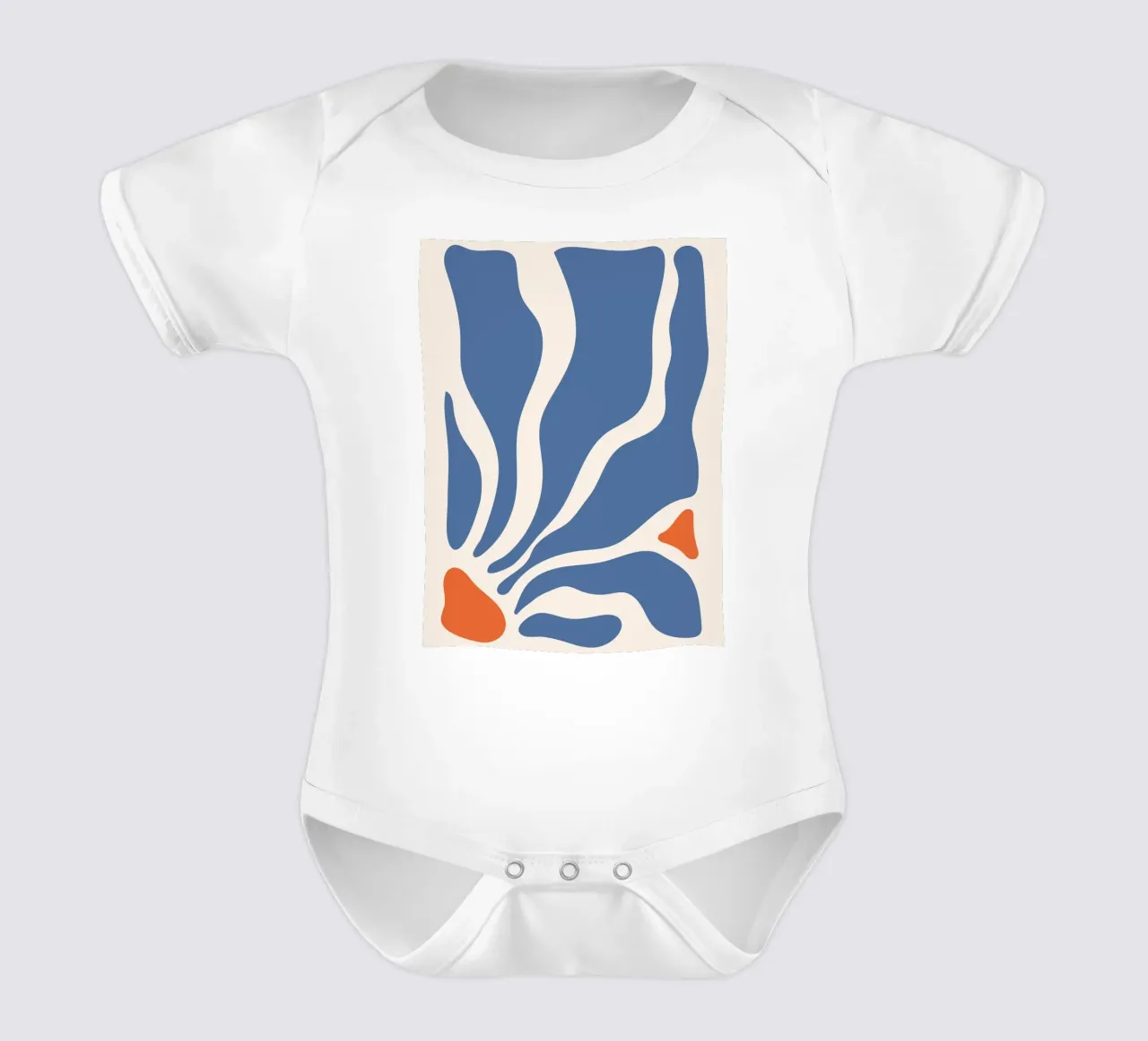 Abstracte golven - blauw en oranje ontwerp babyrompertje korte mouwen van Whole©