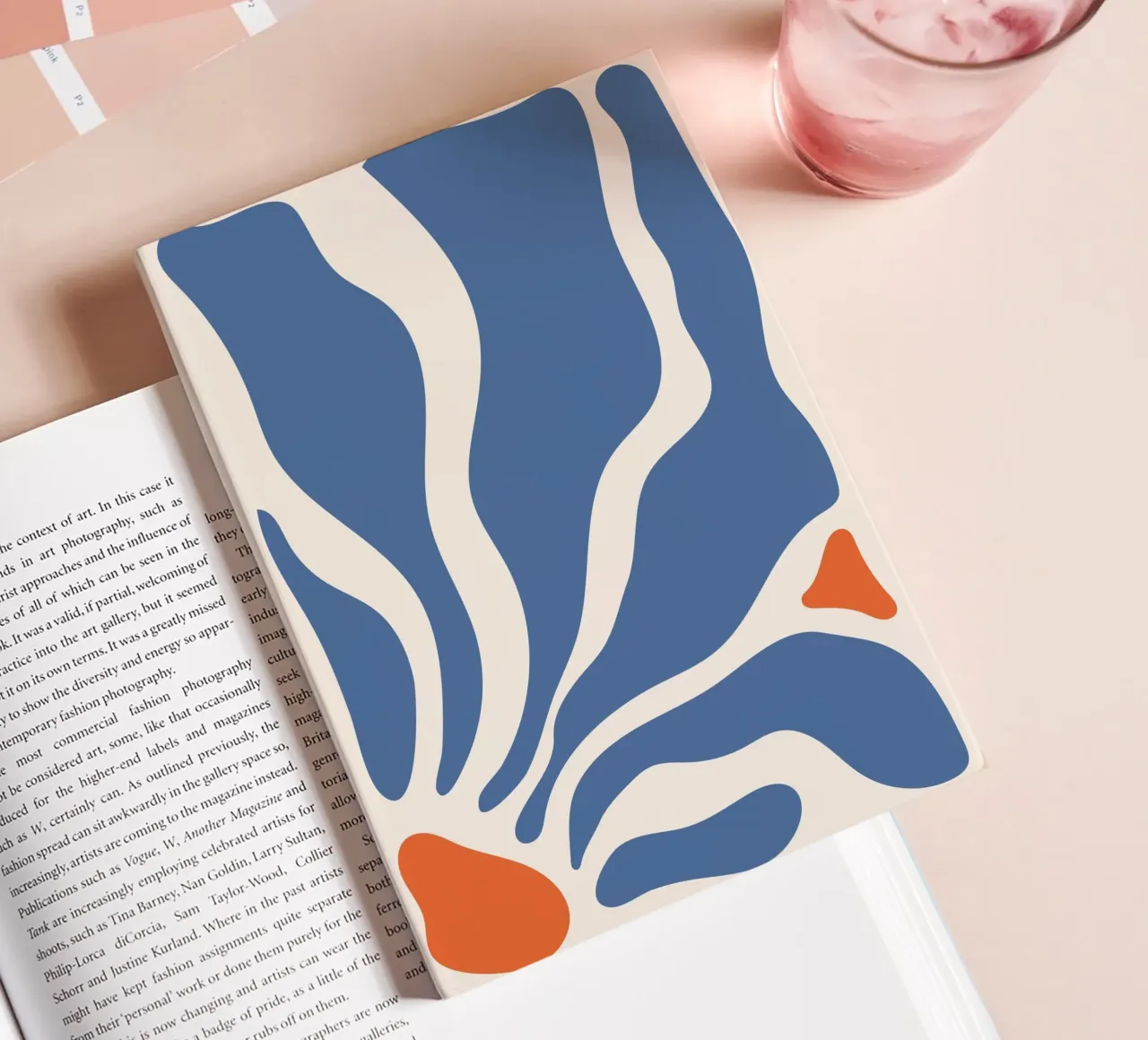 Abstract waves - blue and orange design notebook by Whole©