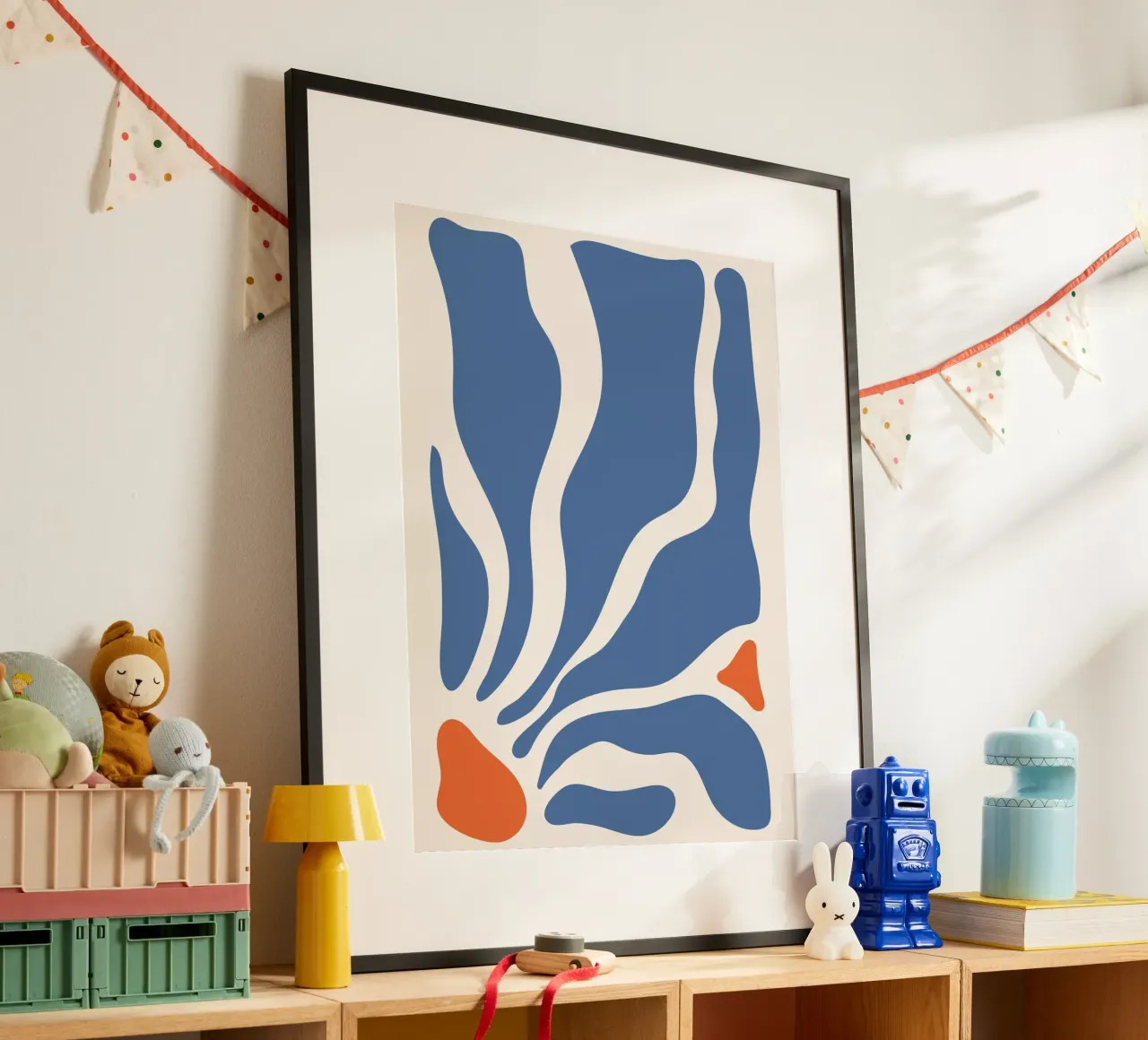 Onde astratte - design blu e arancione poster da Whole©