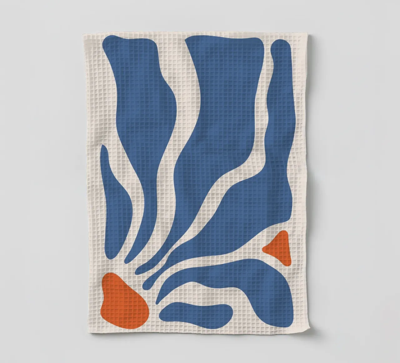 Abstract waves - blue and orange design tea towel by Whole©