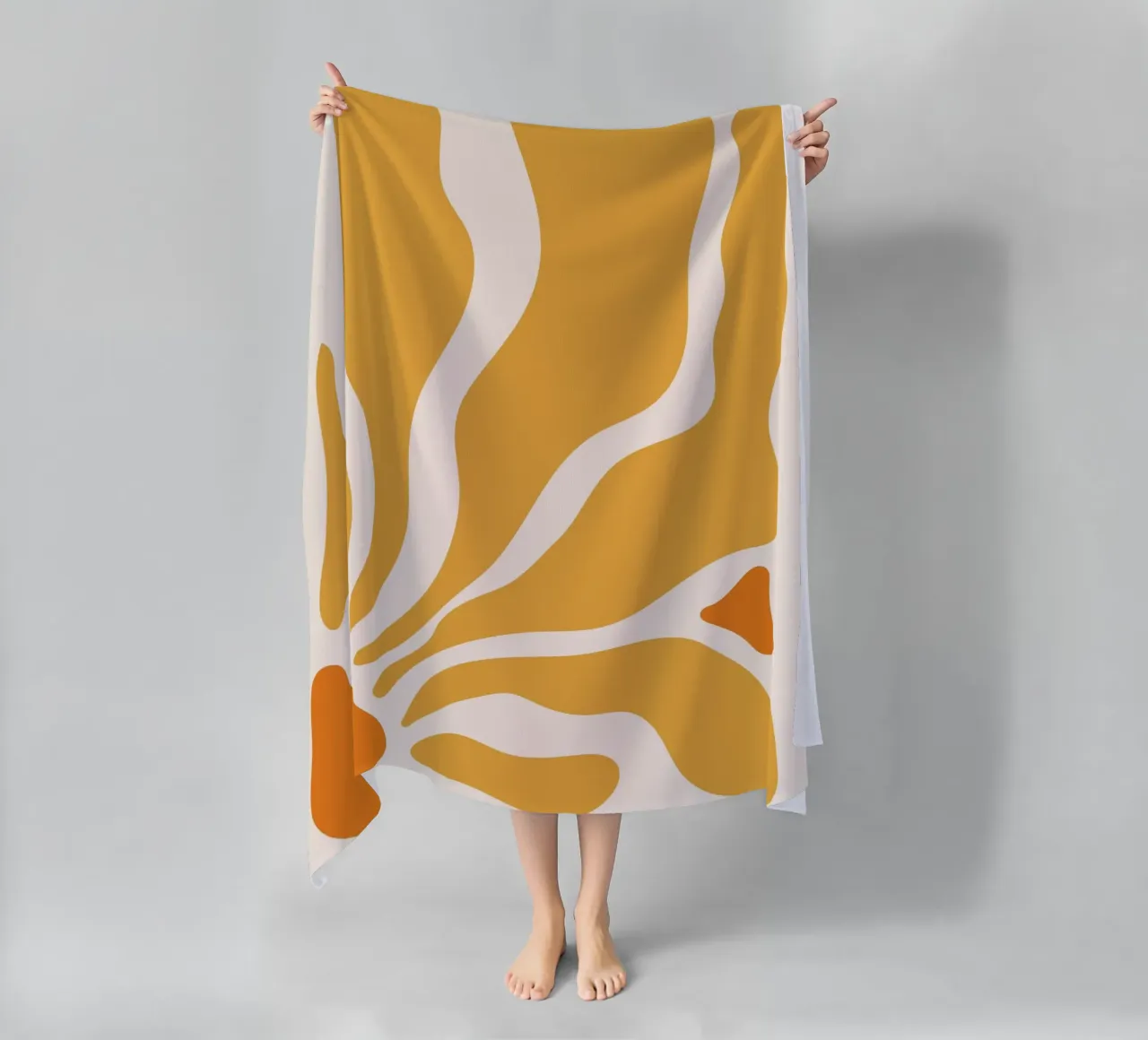 Linee astratte - design giallo-arancio telo mare da Whole©