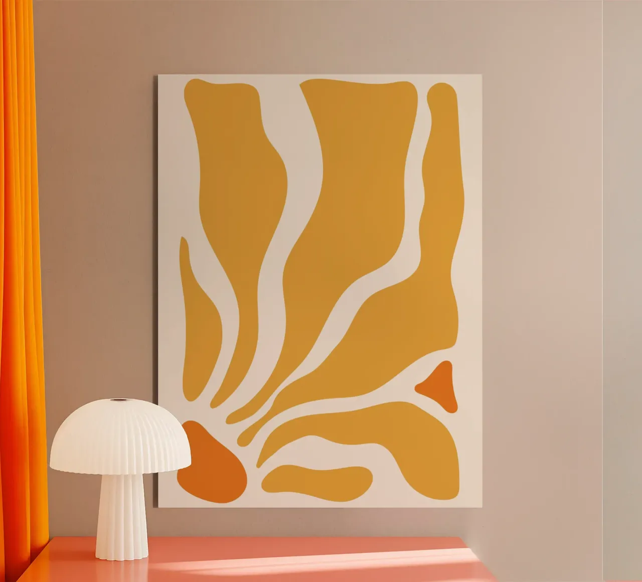 Linee astratte - design giallo-arancio alluminio dibond da Whole©