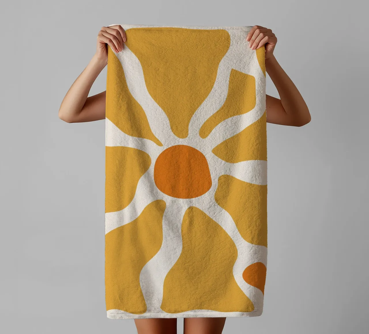 Un design rayonnant - l'art jaune-orange serviette de bain de Whole©