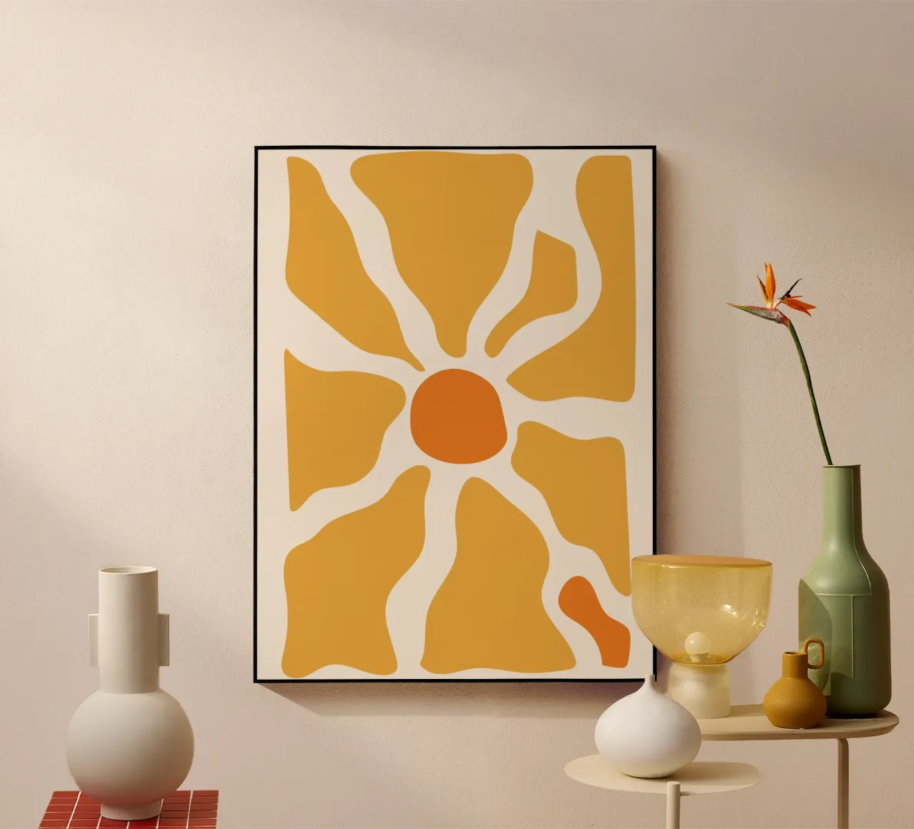Radiant design - yellow-orange art acrylic glass by Whole©
