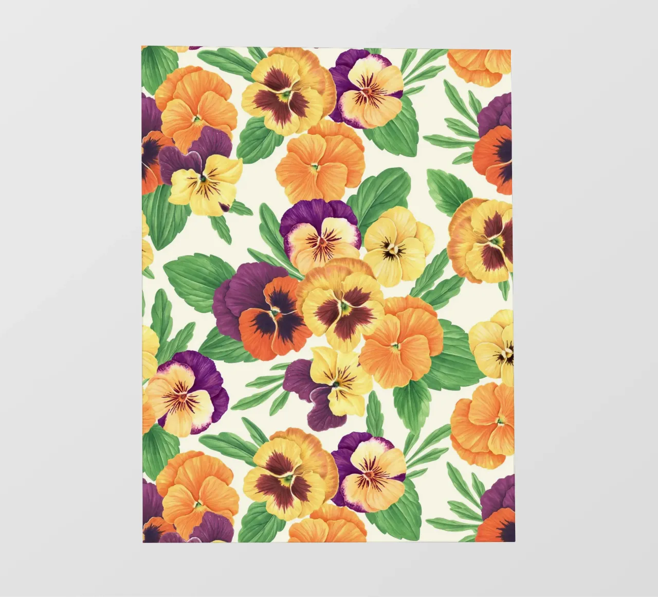 Pansies on off white pvc cover by Painted Nature