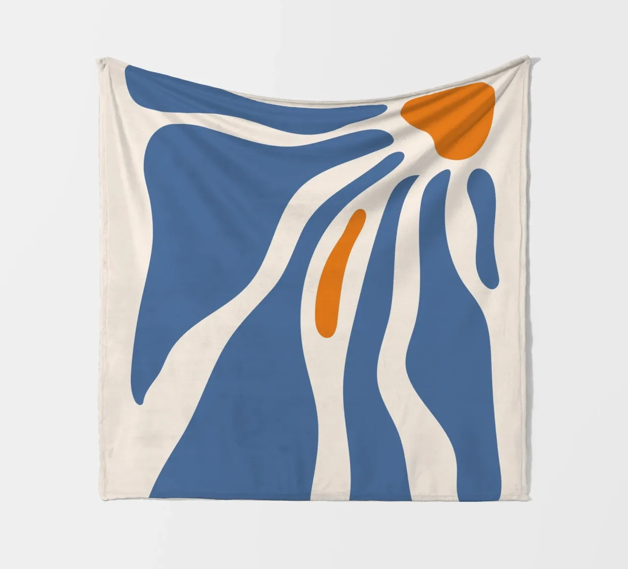 Flowing shapes - blue-orange design fleece blanket by Whole©