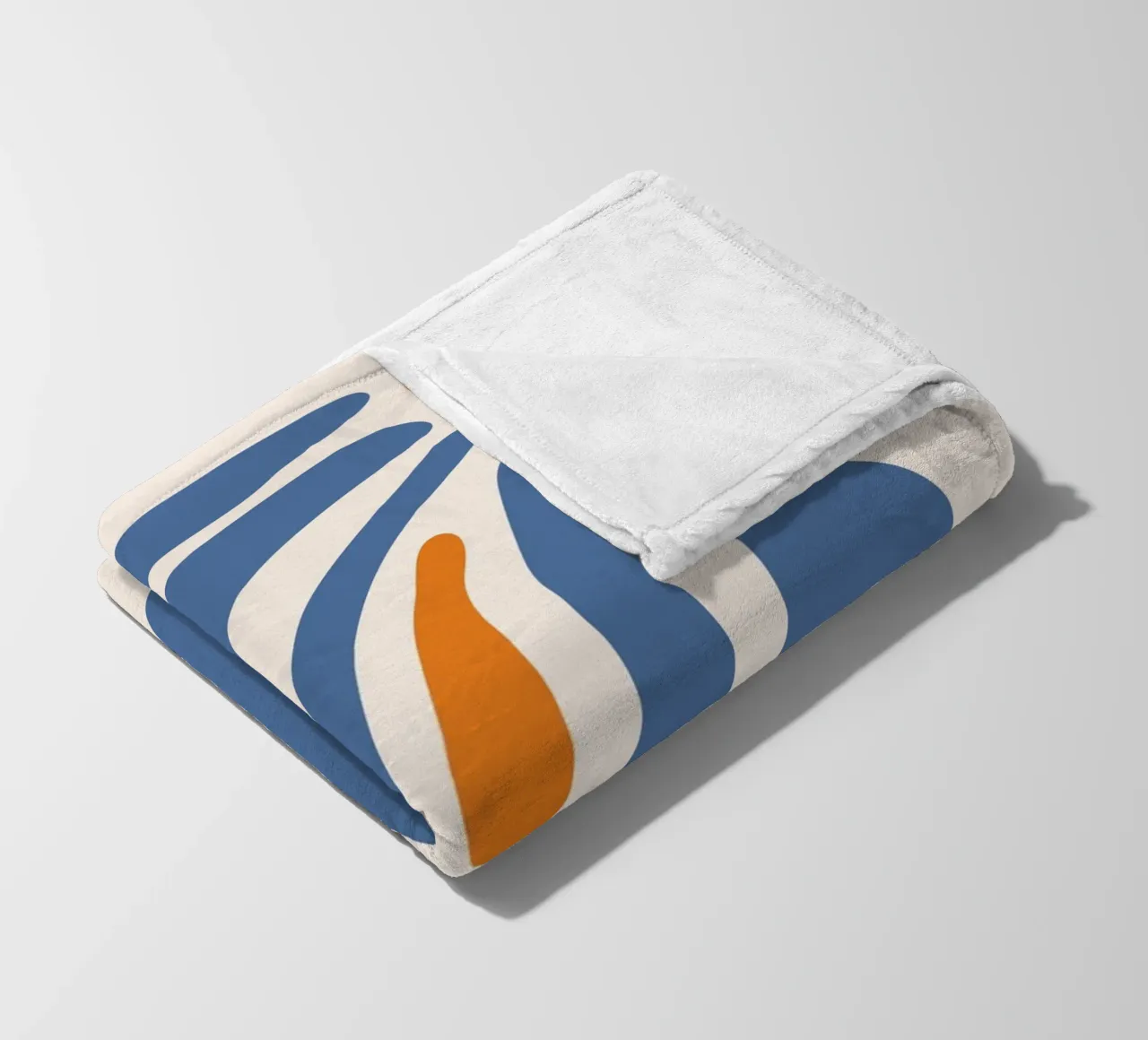 Flowing shapes - blue-orange design fleece blanket by Whole©