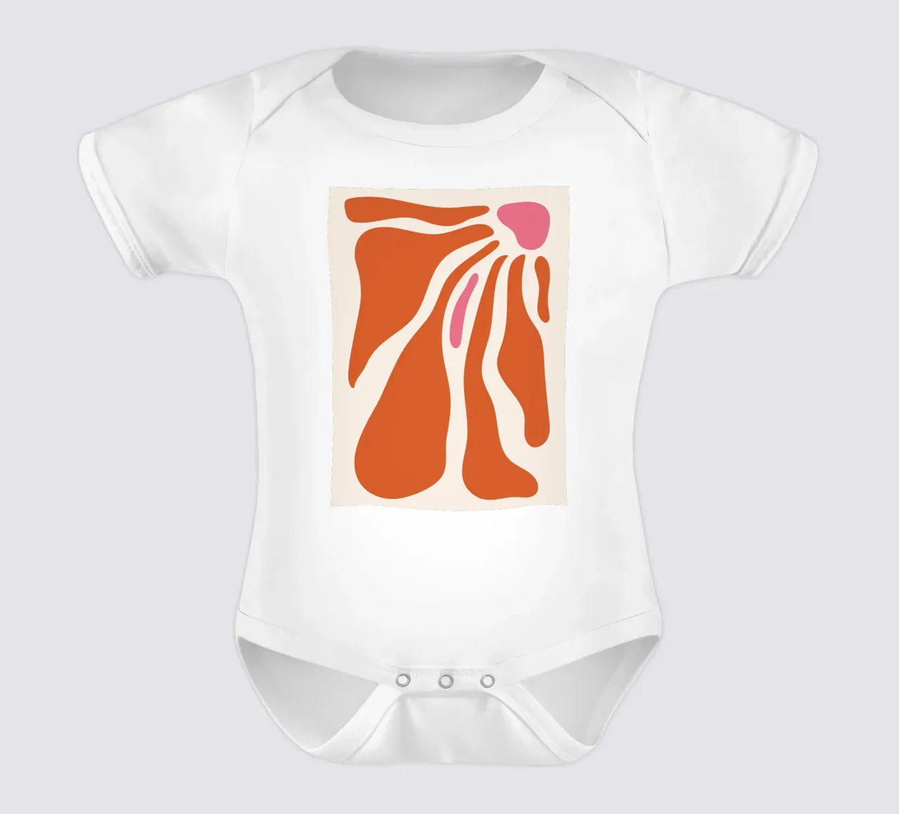 Organische Formen – Orange-Pink Kunst Kurzarm Babybody von Whole©