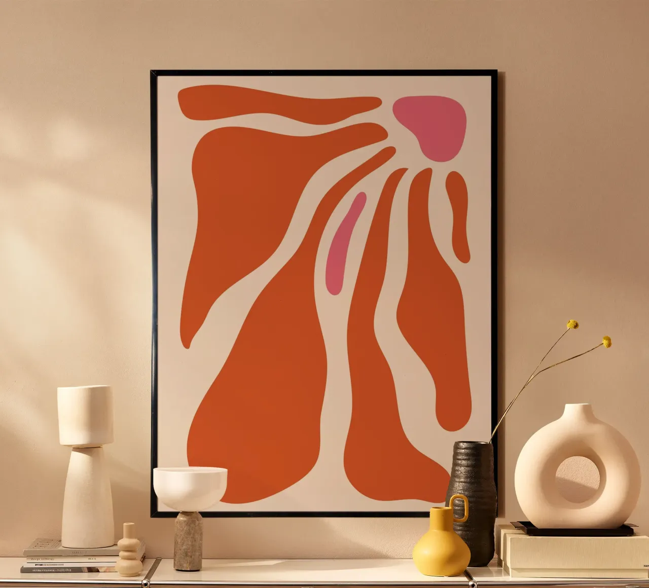 Organic shapes - Orange-Pink Art poster by Whole©