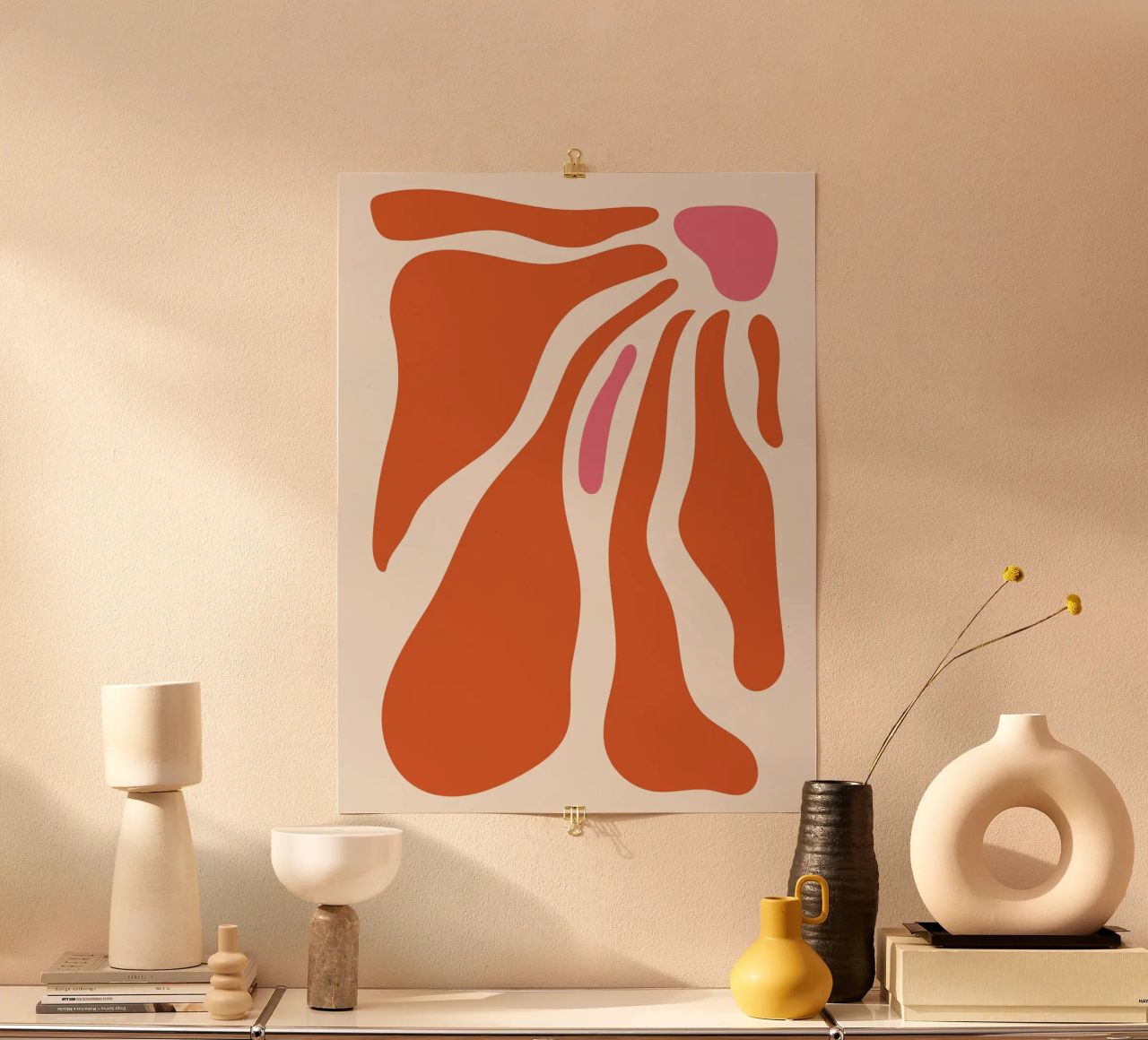 Organic shapes - Orange-Pink Art poster by Whole©