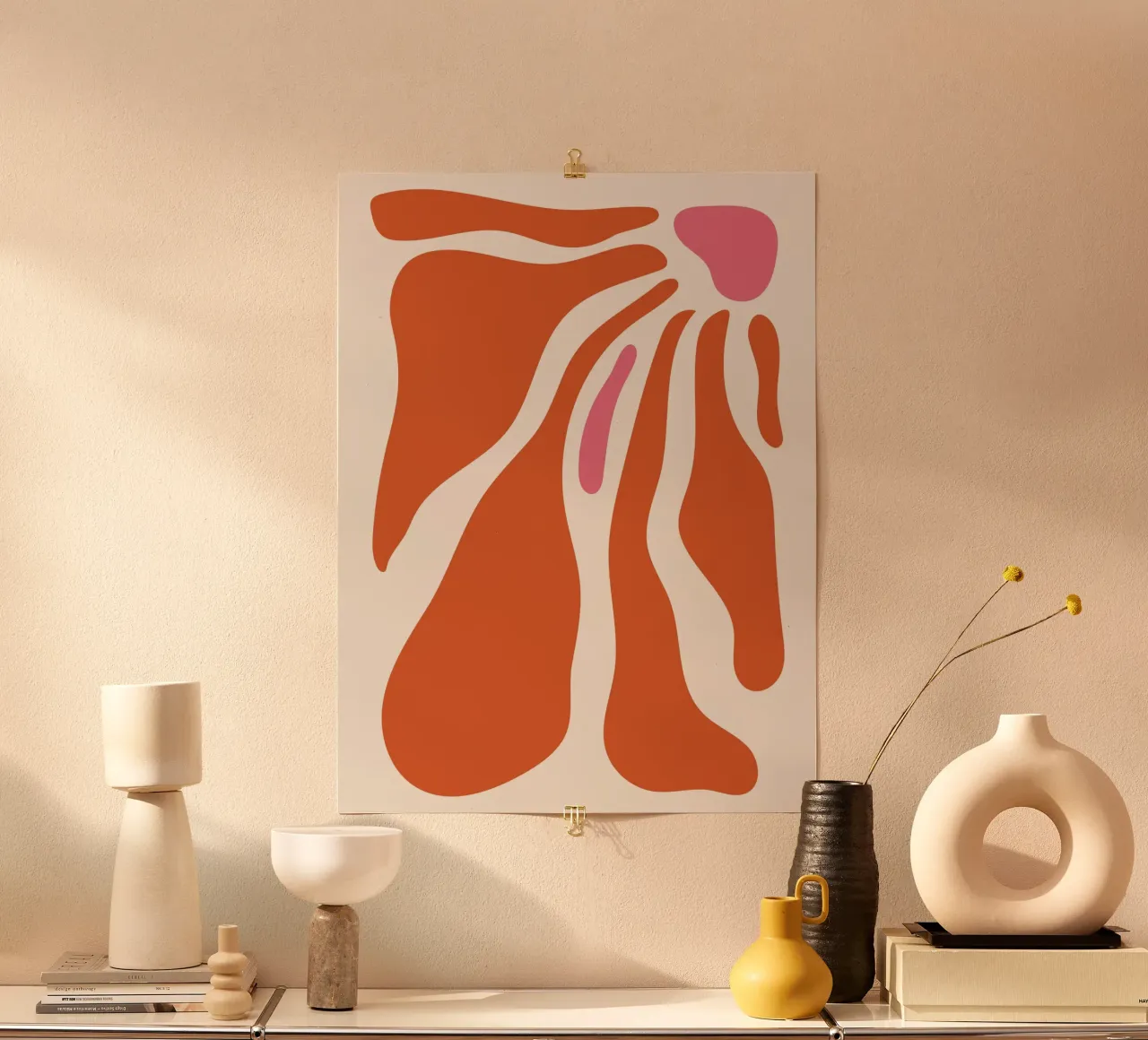 Organic shapes - Orange-Pink Art poster by Whole©