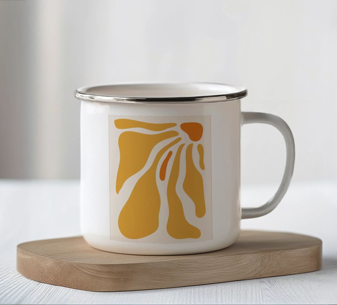 Calore astratto - design giallo-arancio tazza in smalto da Whole©