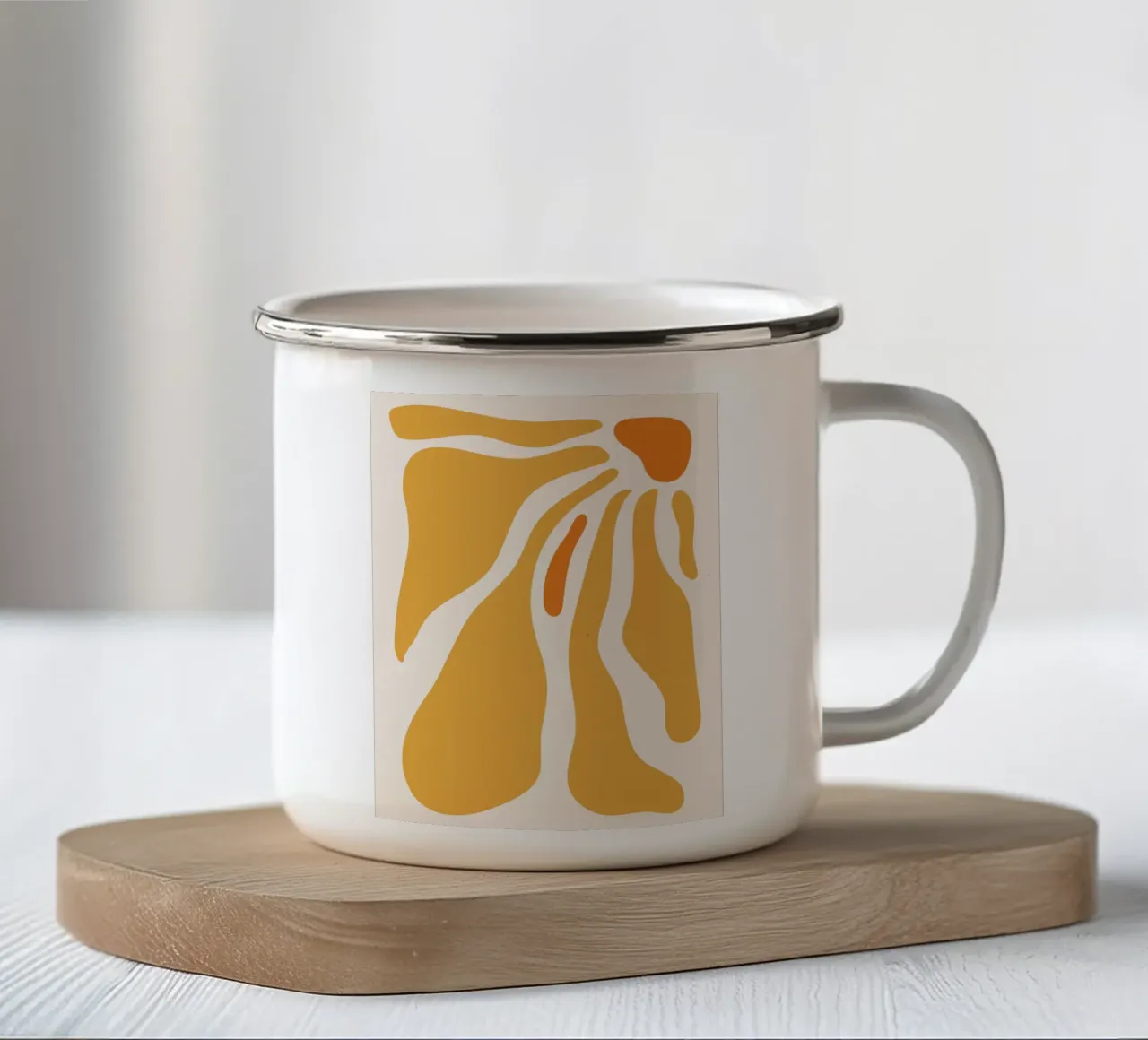 Calore astratto - design giallo-arancio tazza in smalto da Whole©