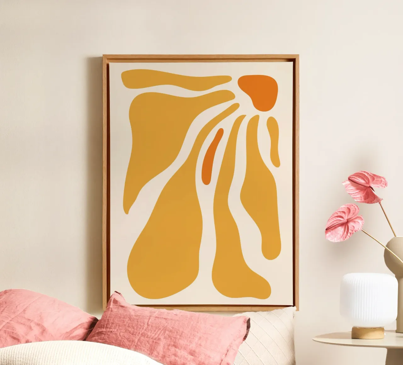Abstracte warmte - geel-oranje ontwerp canvas met Baklijst van Whole©