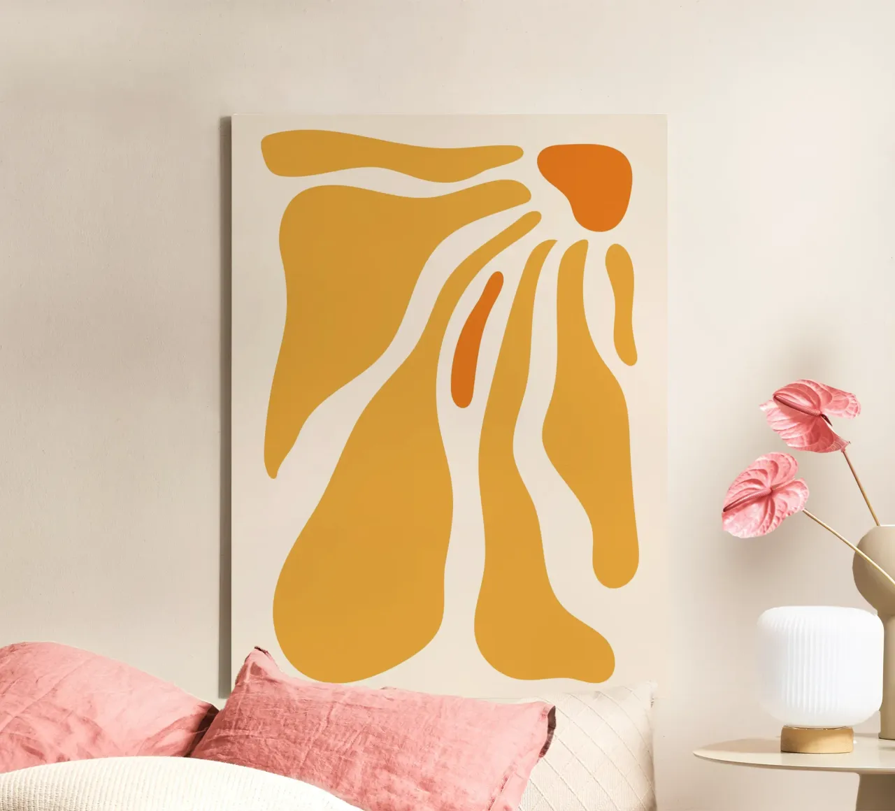 Abstracte warmte - geel-oranje ontwerp canvas met Baklijst van Whole©