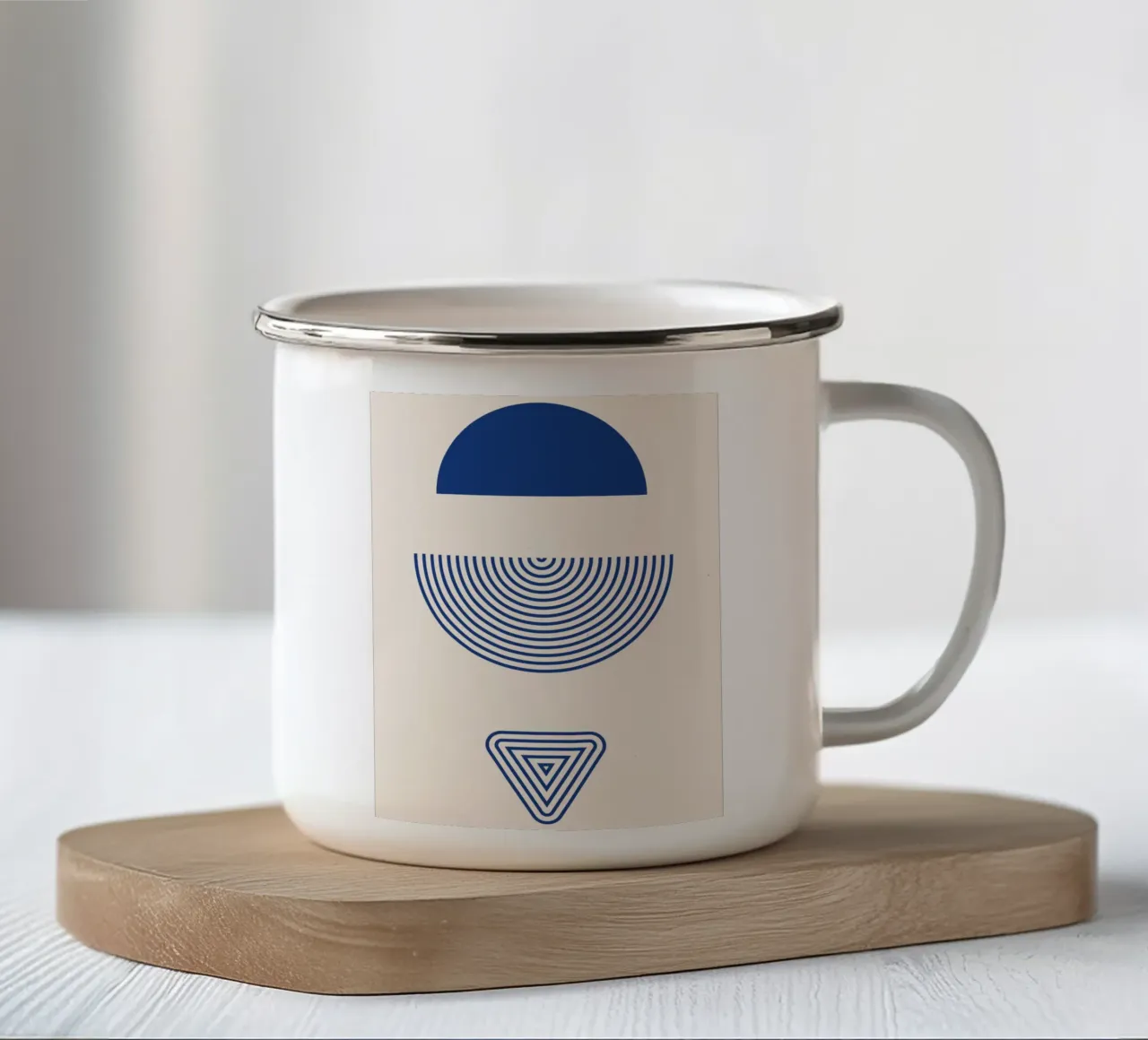 Eleganza geometrica - design blu e bianco tazza in smalto da Whole©