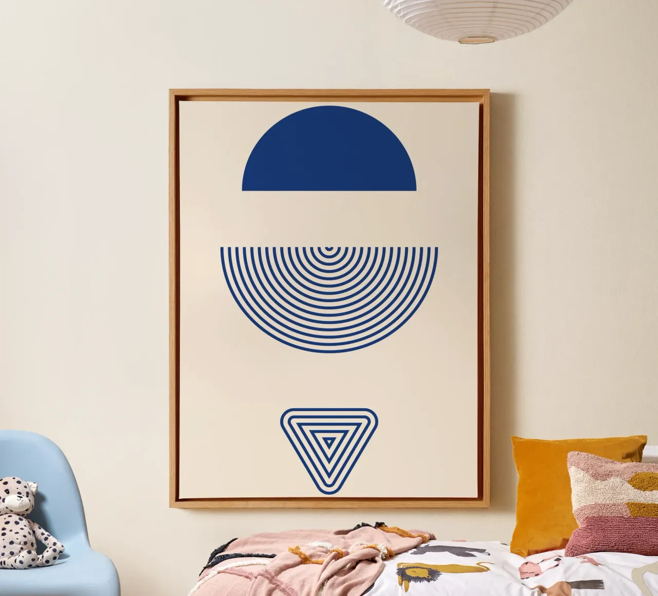 Geometrische elegantie - blauw en wit ontwerp canvas met Baklijst van Whole©