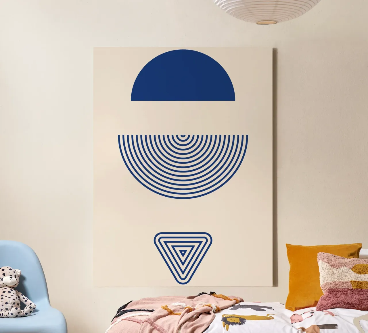 Geometrische elegantie - blauw en wit ontwerp canvas met Baklijst van Whole©