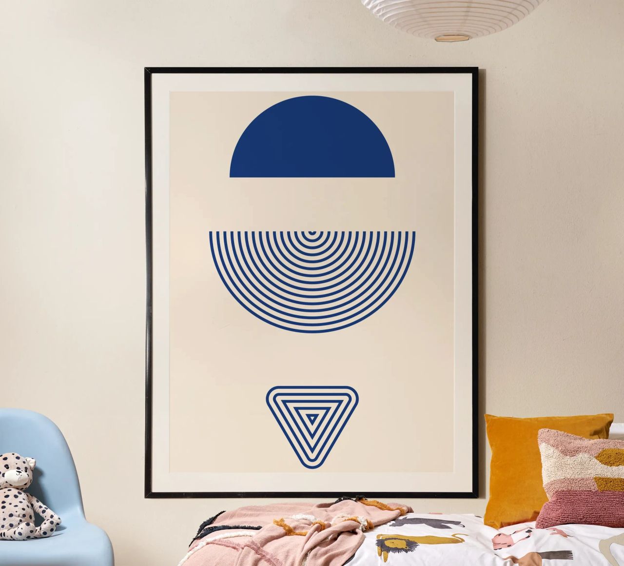 Geometrische Eleganz – Blau-Weiß Design Poster von Whole©