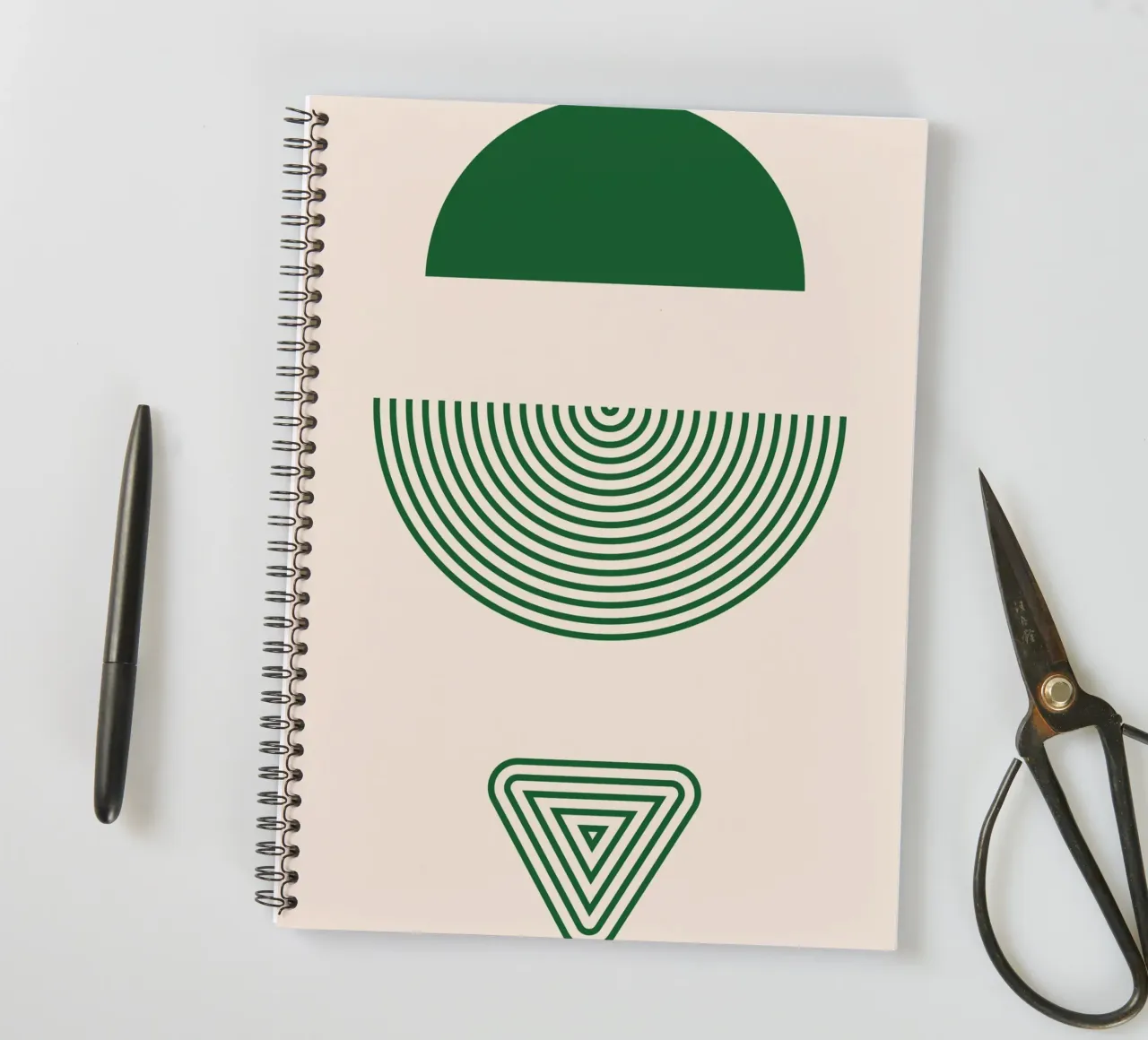 Geometric clarity - green and white design spiral notebook by Whole©