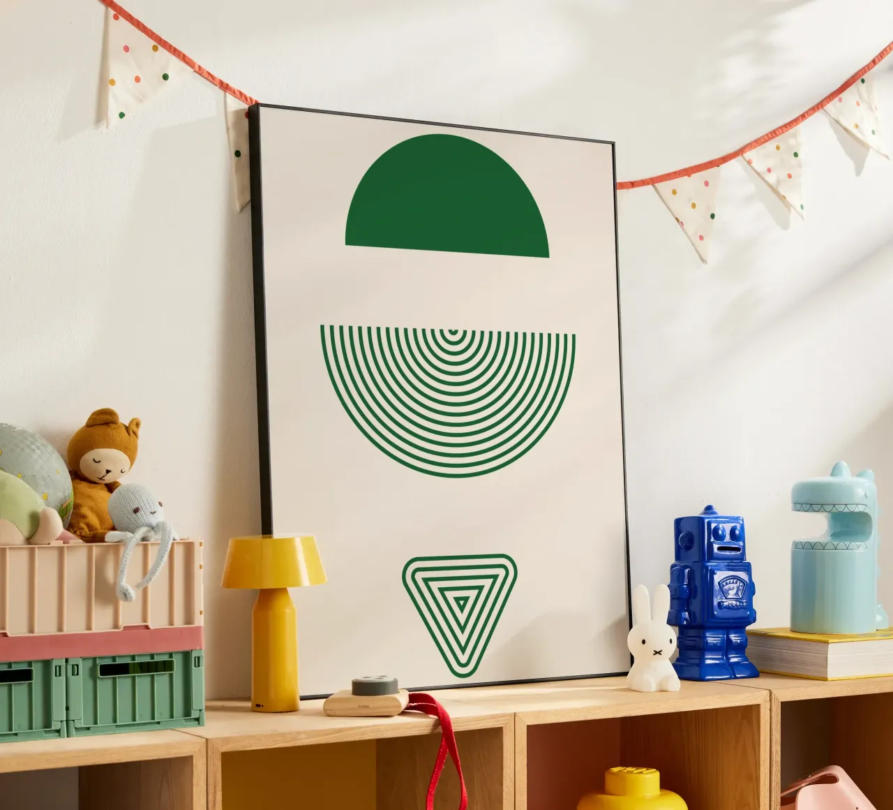Chiarezza geometrica - design verde e bianco alluminio dibond da Whole©