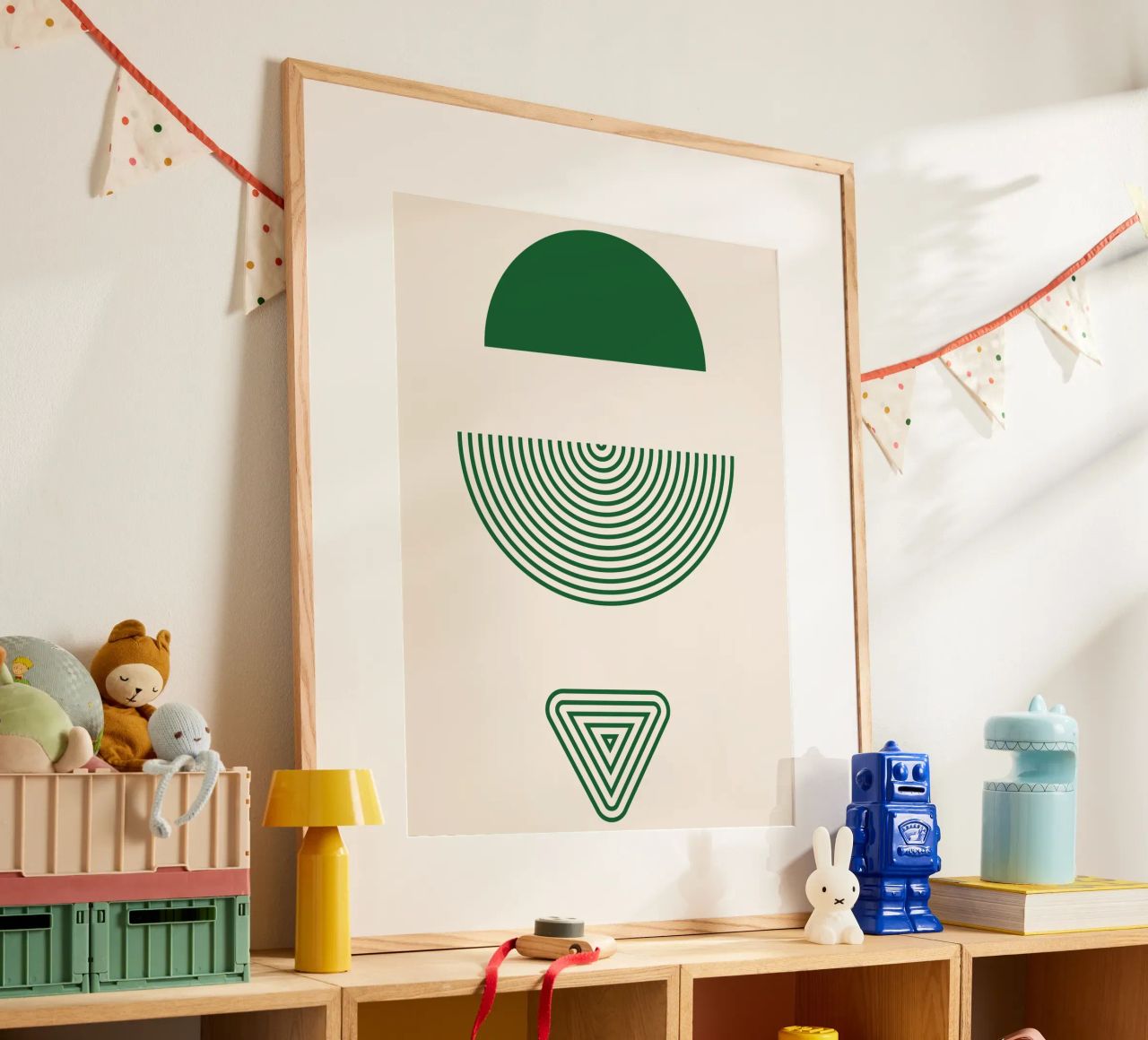 Geometrische Klarheit – Grün-Weiß Design Poster von Whole©