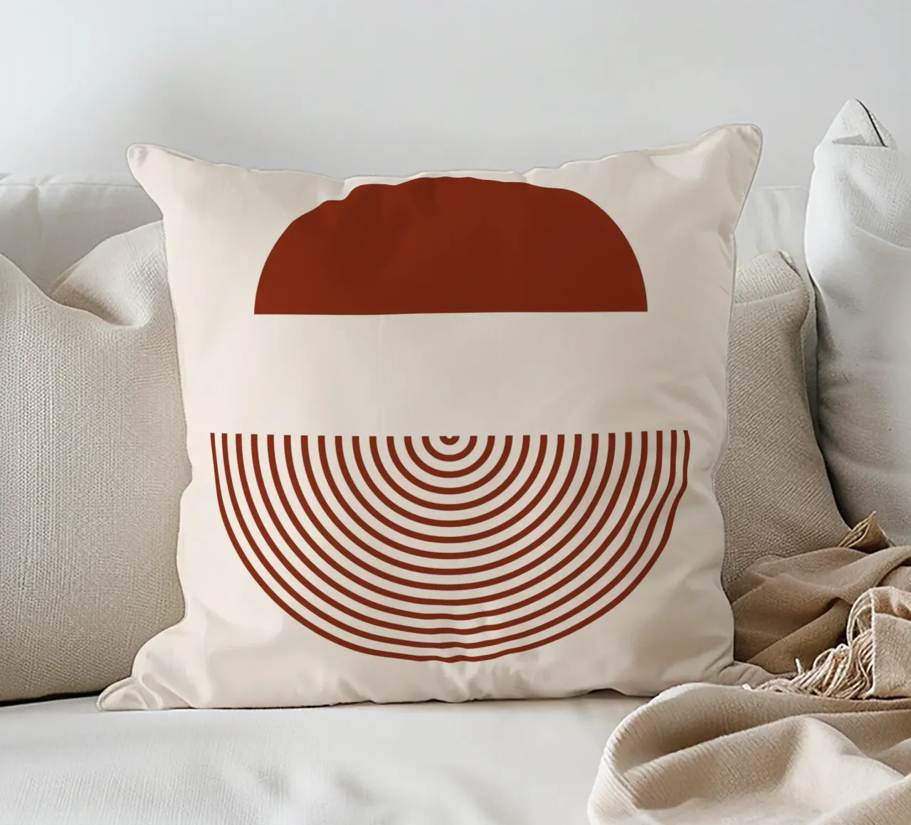 Simmetria geometrica - Design rosso ruggine cuscino da Whole©