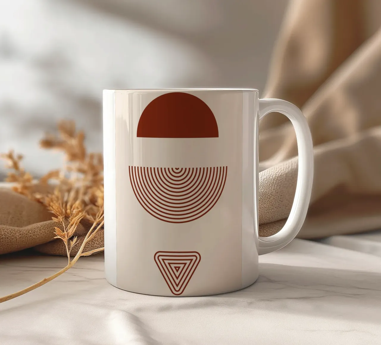 Simmetria geometrica - Design rosso ruggine tazza in ceramica da Whole©