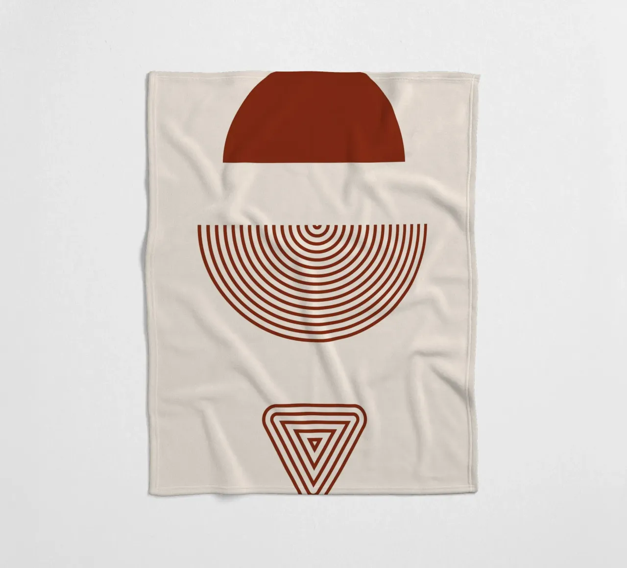Geometric symmetry - rust red design fleece blanket by Whole©