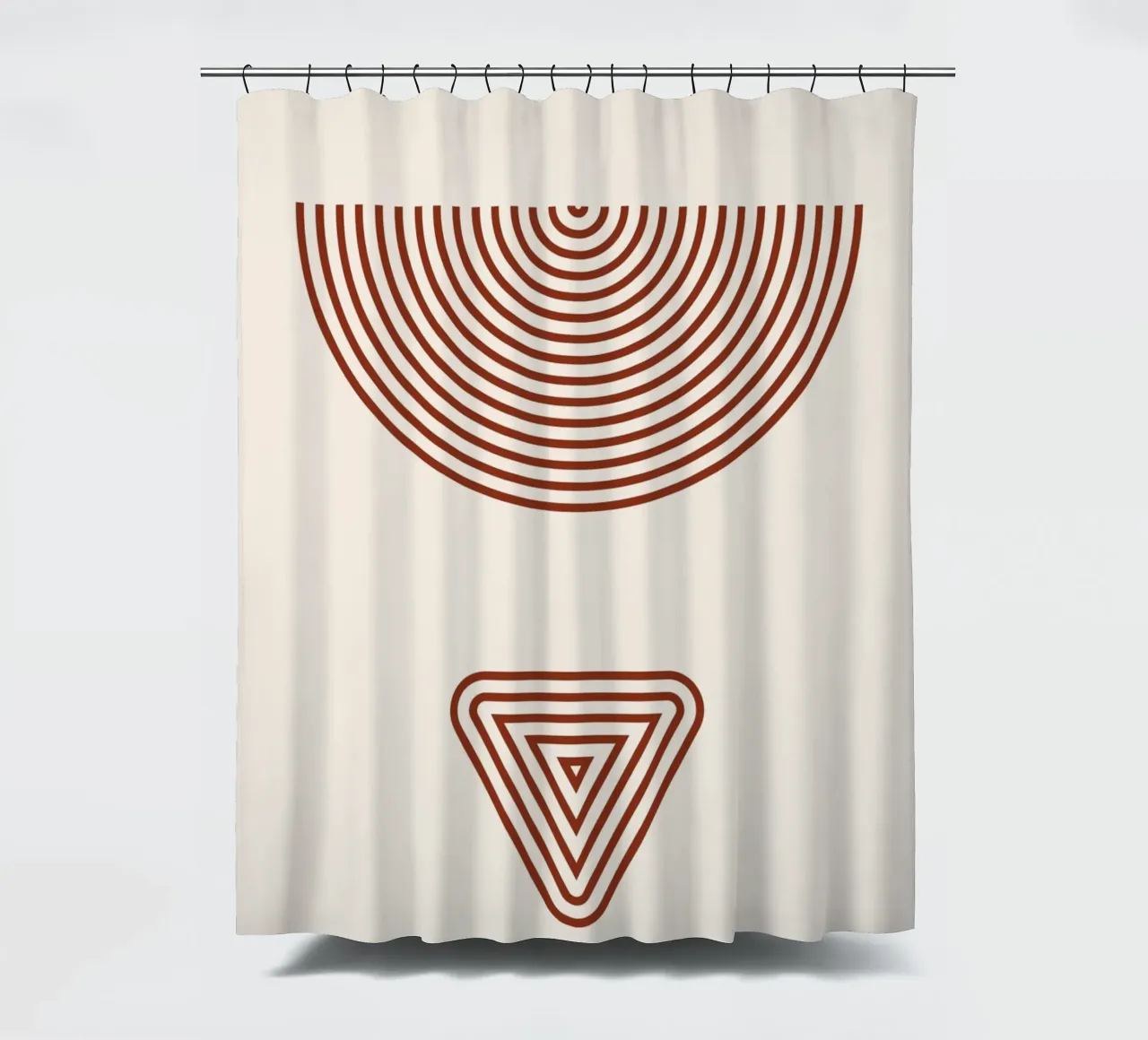 Geometric symmetry - rust red design shower curtain by Whole©