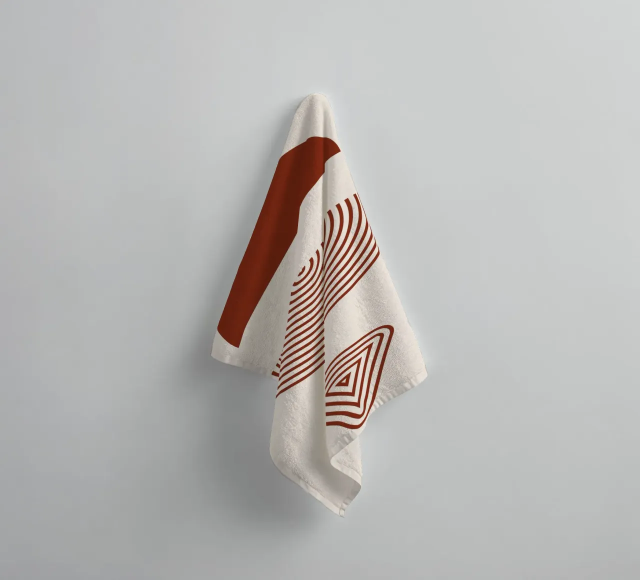 Geometric symmetry - rust red design towel by Whole©
