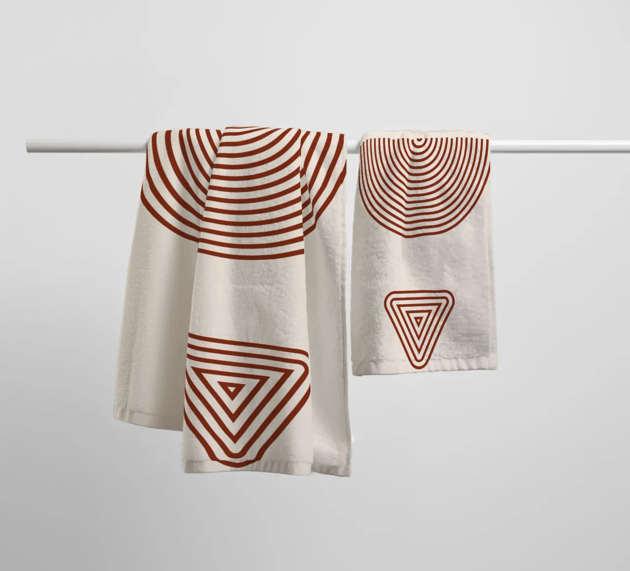 Geometric symmetry - rust red design towel by Whole©