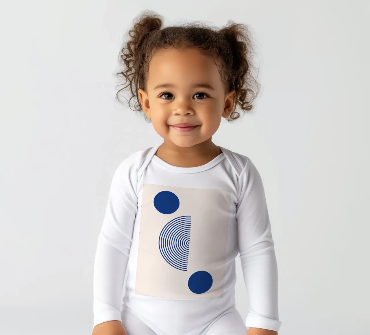 Geometric harmony - blue and white design long-sleeve baby romper by Whole©