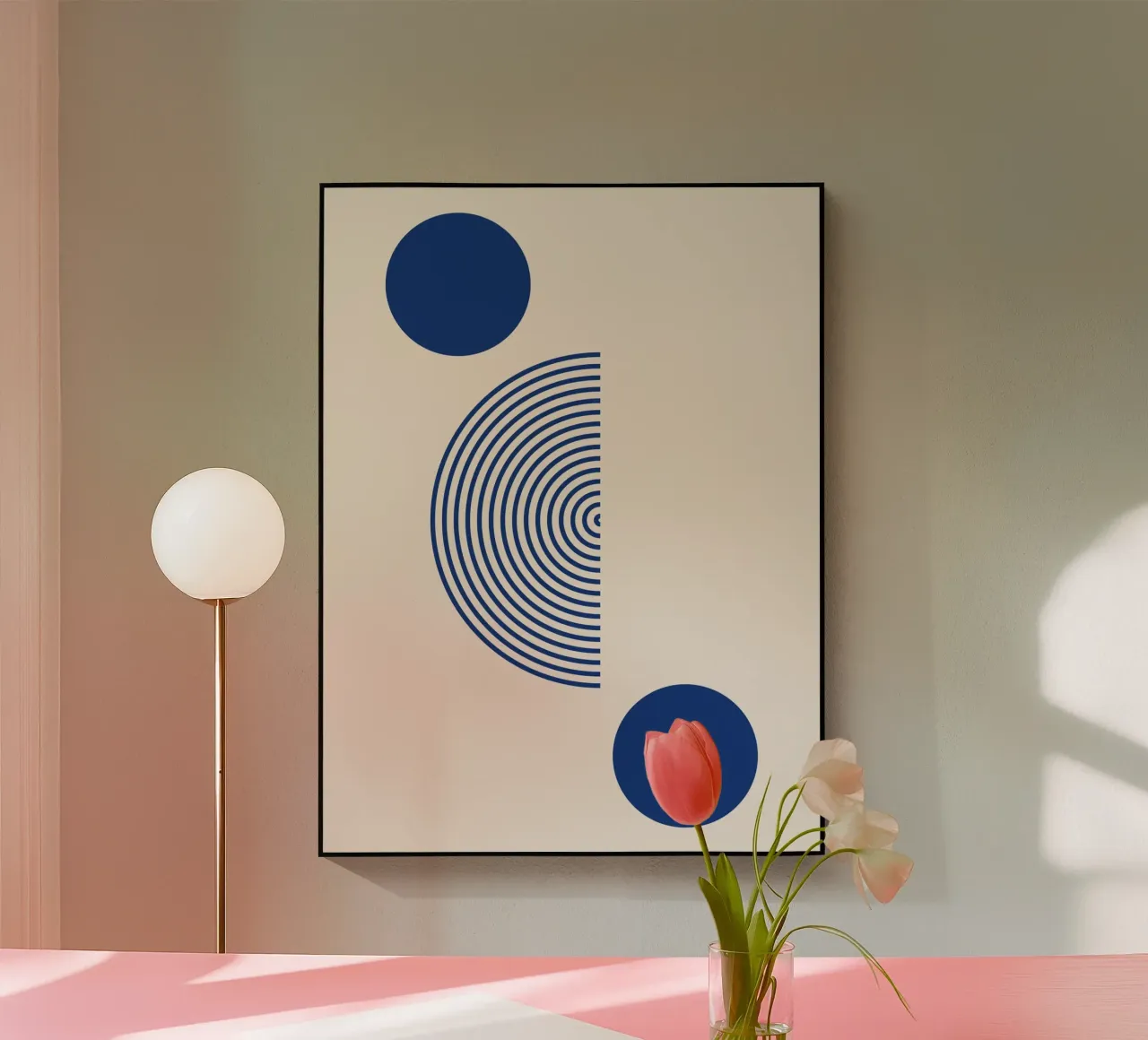 Geometric harmony - blue and white design acrylic glass by Whole©