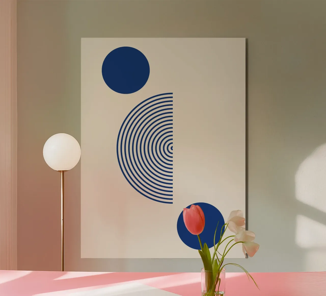 Geometric harmony - blue and white design alu-dibond by Whole©