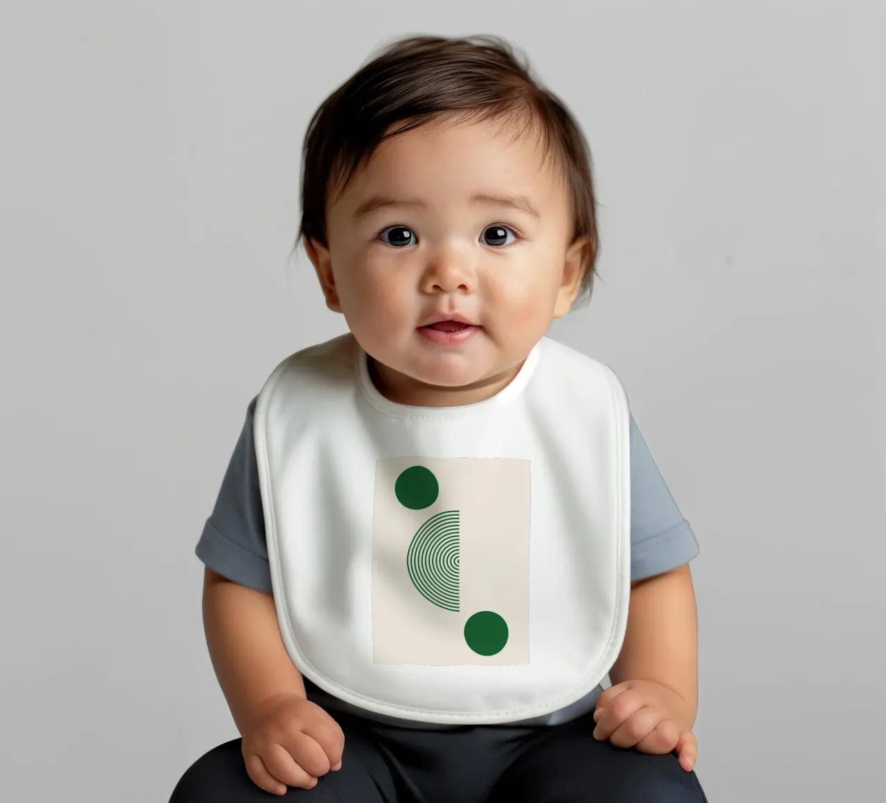 Minimalist geometry - green and white design baby bib by Whole©
