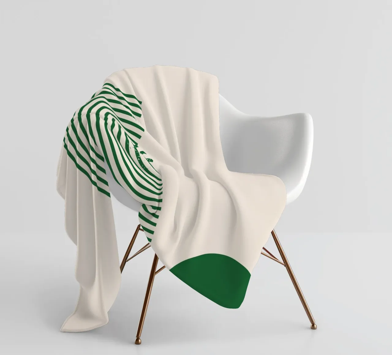 Minimalistische Geometrie – Grün-Weiß Design Fleecedecke von Whole©