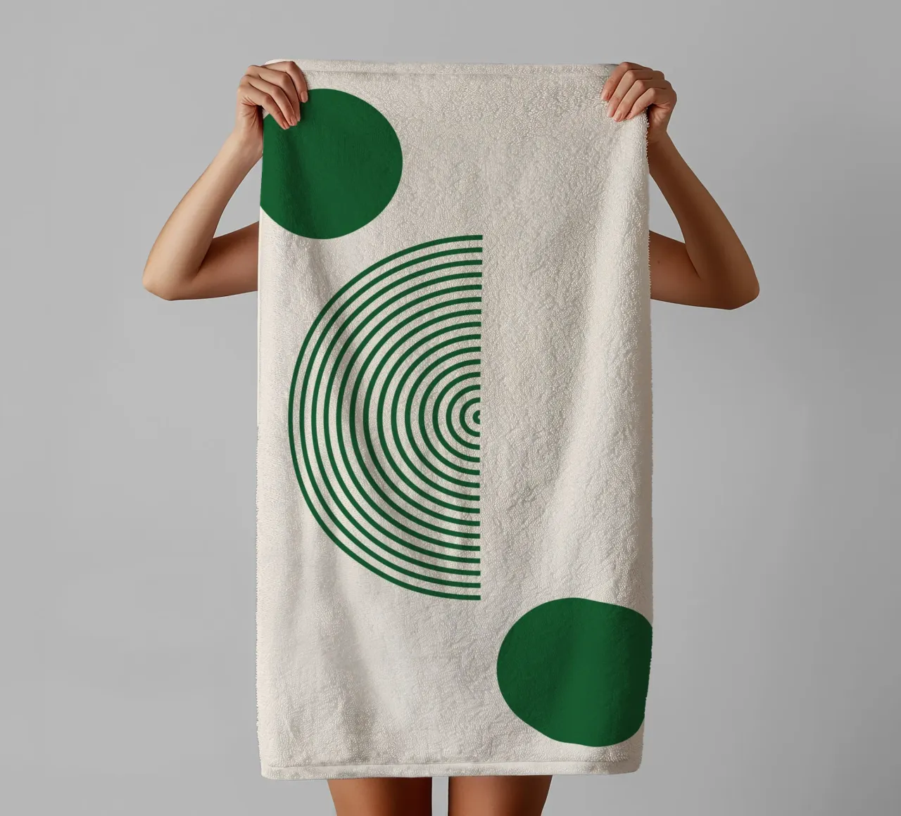 Géométrie minimaliste - Design vert et blanc serviette de bain de Whole©