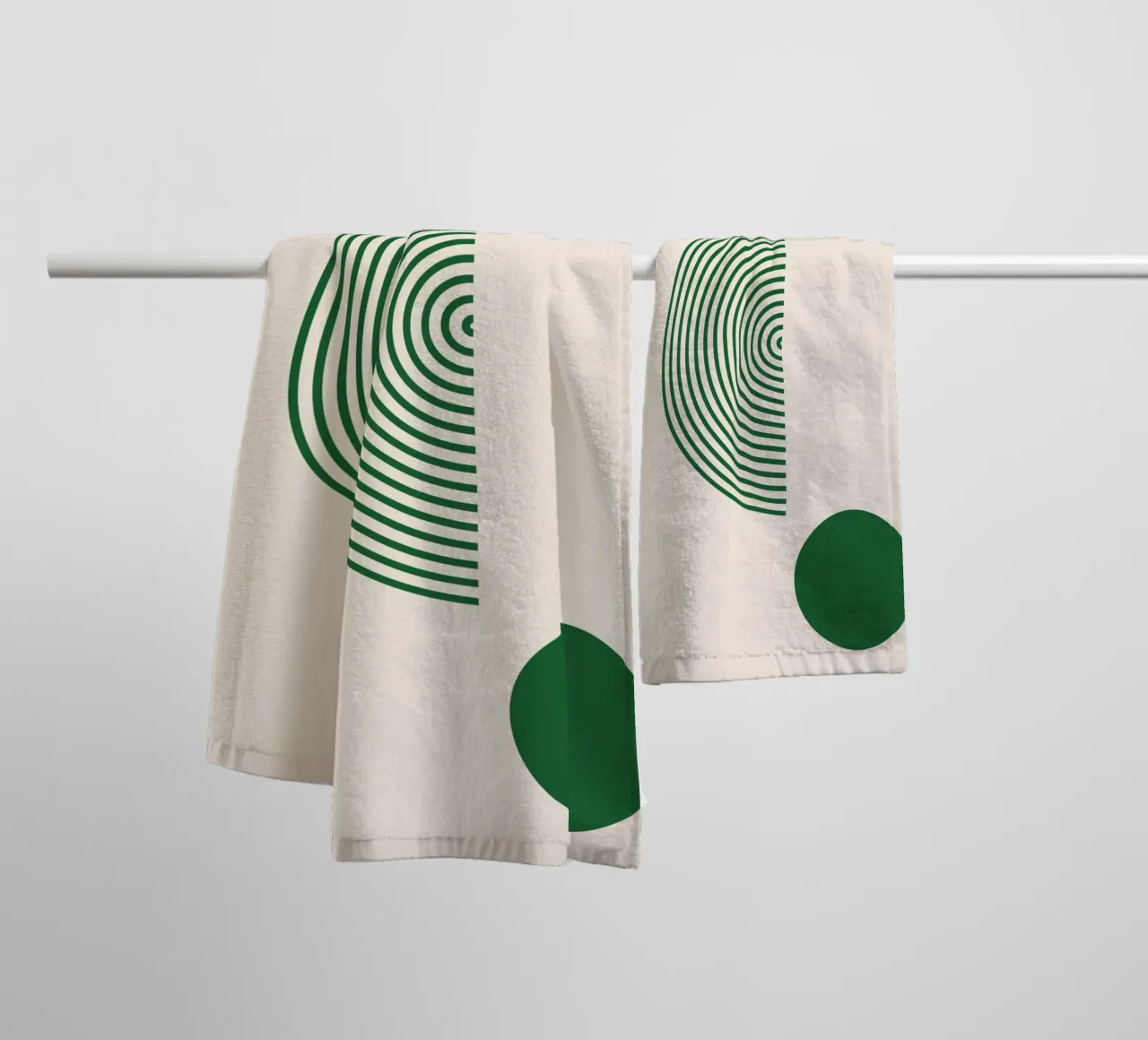 Géométrie minimaliste - Design vert et blanc serviette de bain de Whole©