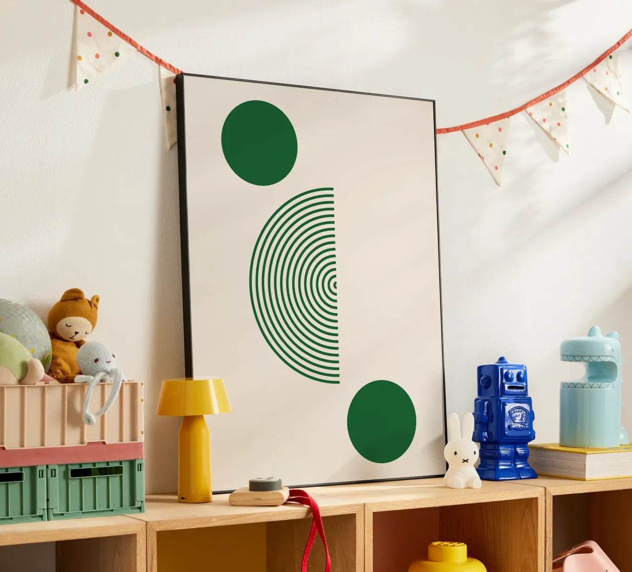 Geometria minimalista - design verde e bianco alluminio dibond da Whole©