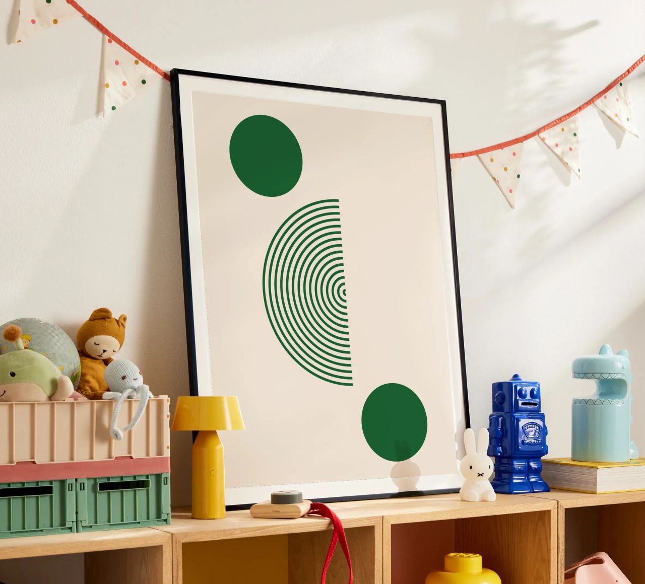 Minimalistische Geometrie – Grün-Weiß Design Poster von Whole©