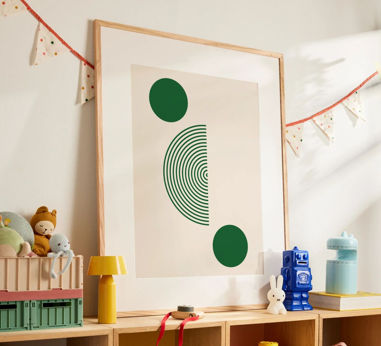 Minimalistische Geometrie – Grün-Weiß Design Poster von Whole©