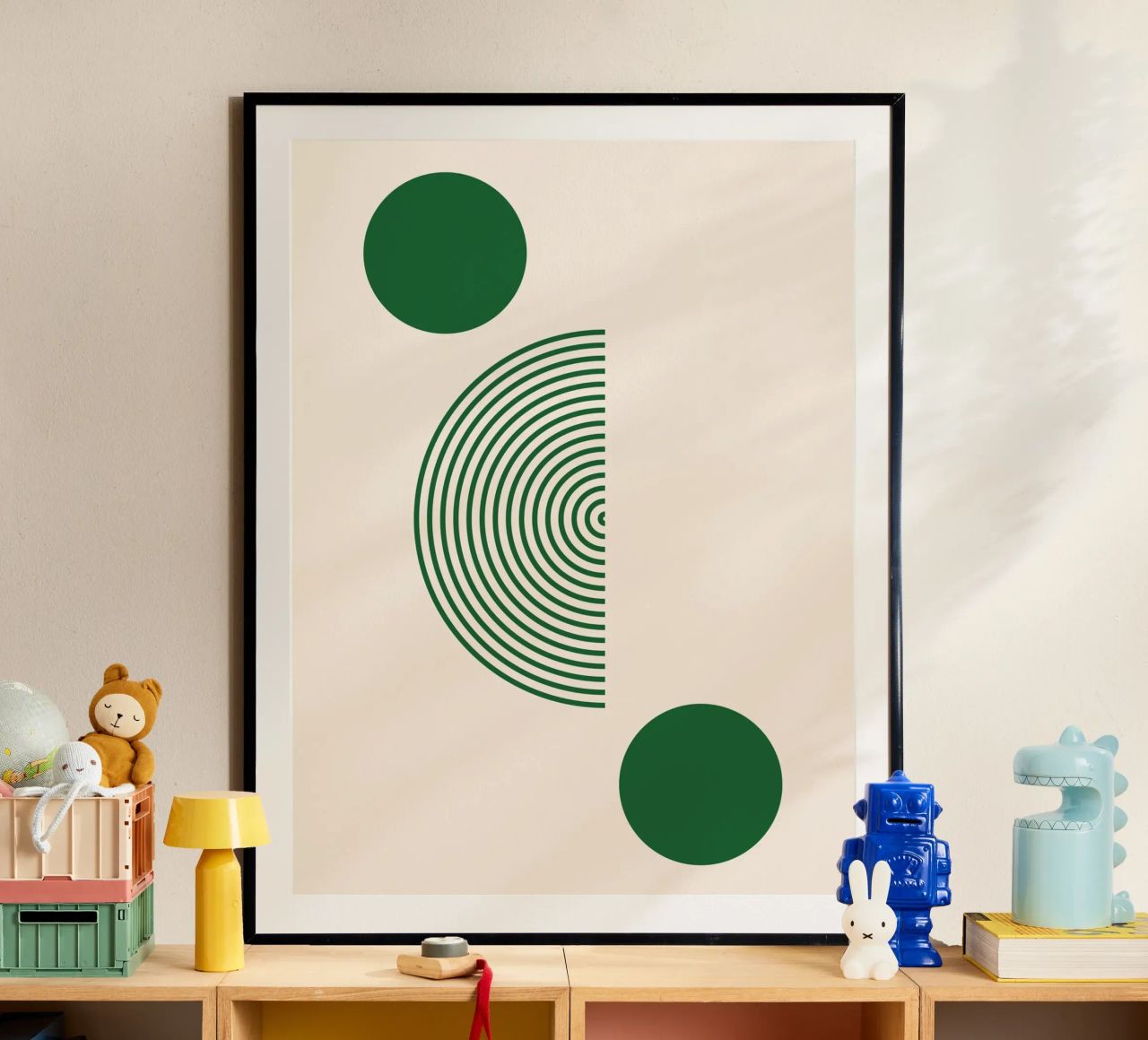 Minimalistische Geometrie – Grün-Weiß Design Poster von Whole©