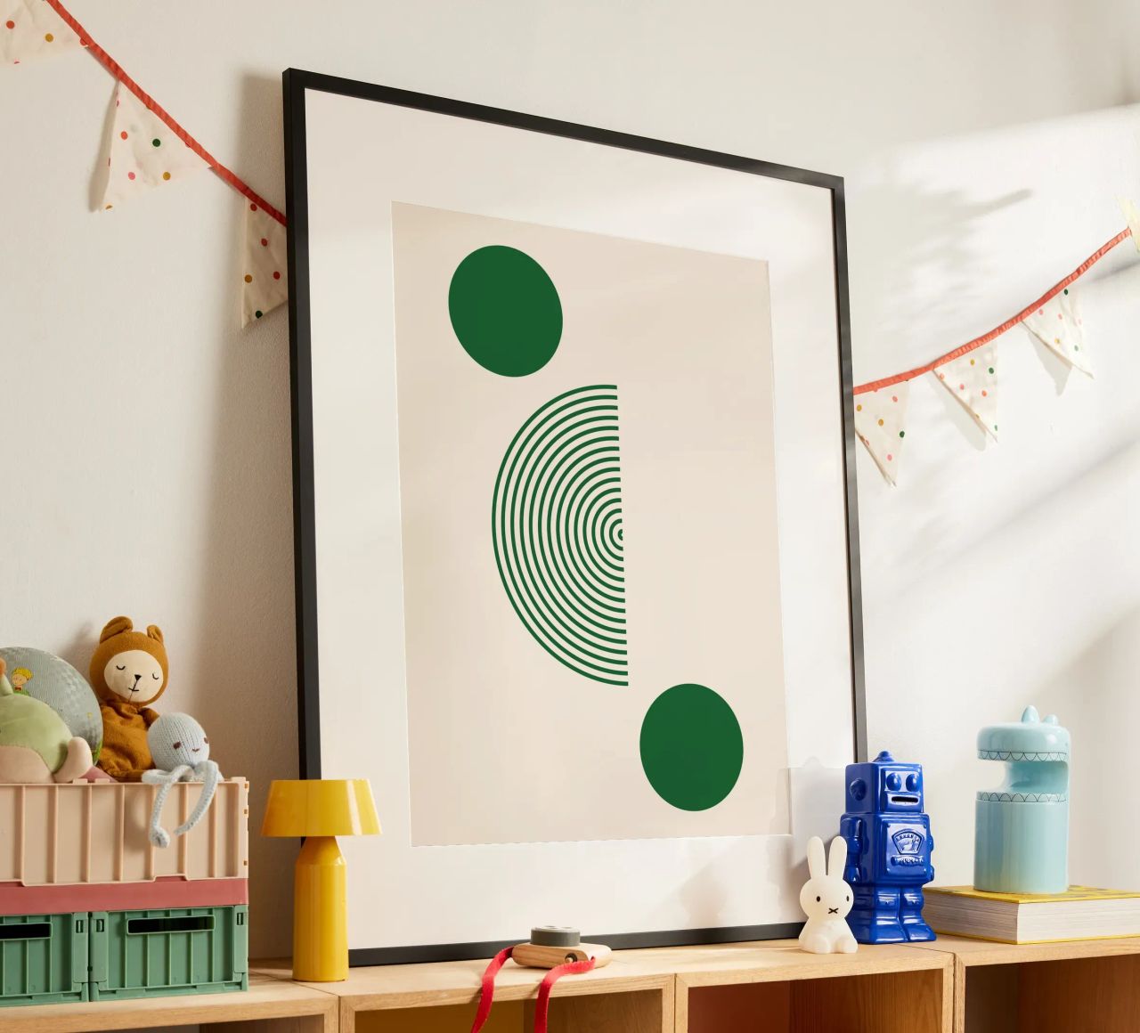 Minimalistische Geometrie – Grün-Weiß Design Poster von Whole©