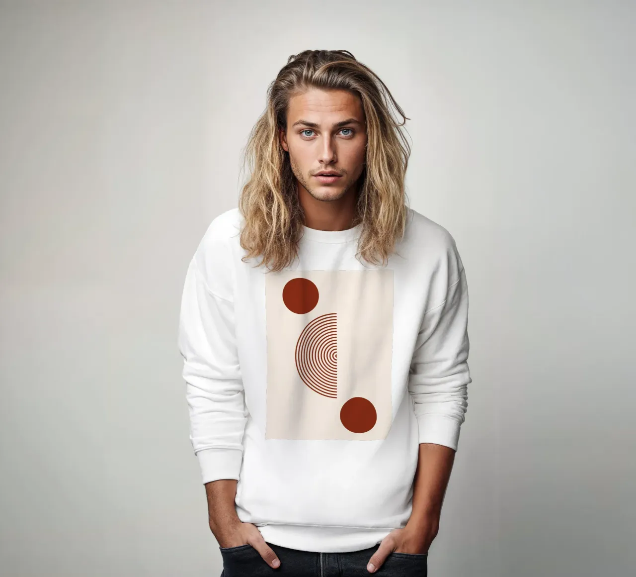 Geometric balance - rust red design sweatshirt by Whole©