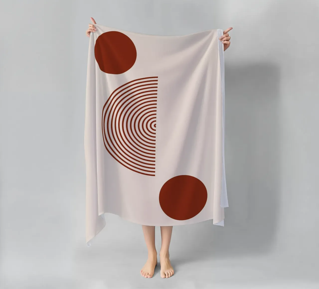 Geometric balance - rust red design beach towel by Whole©