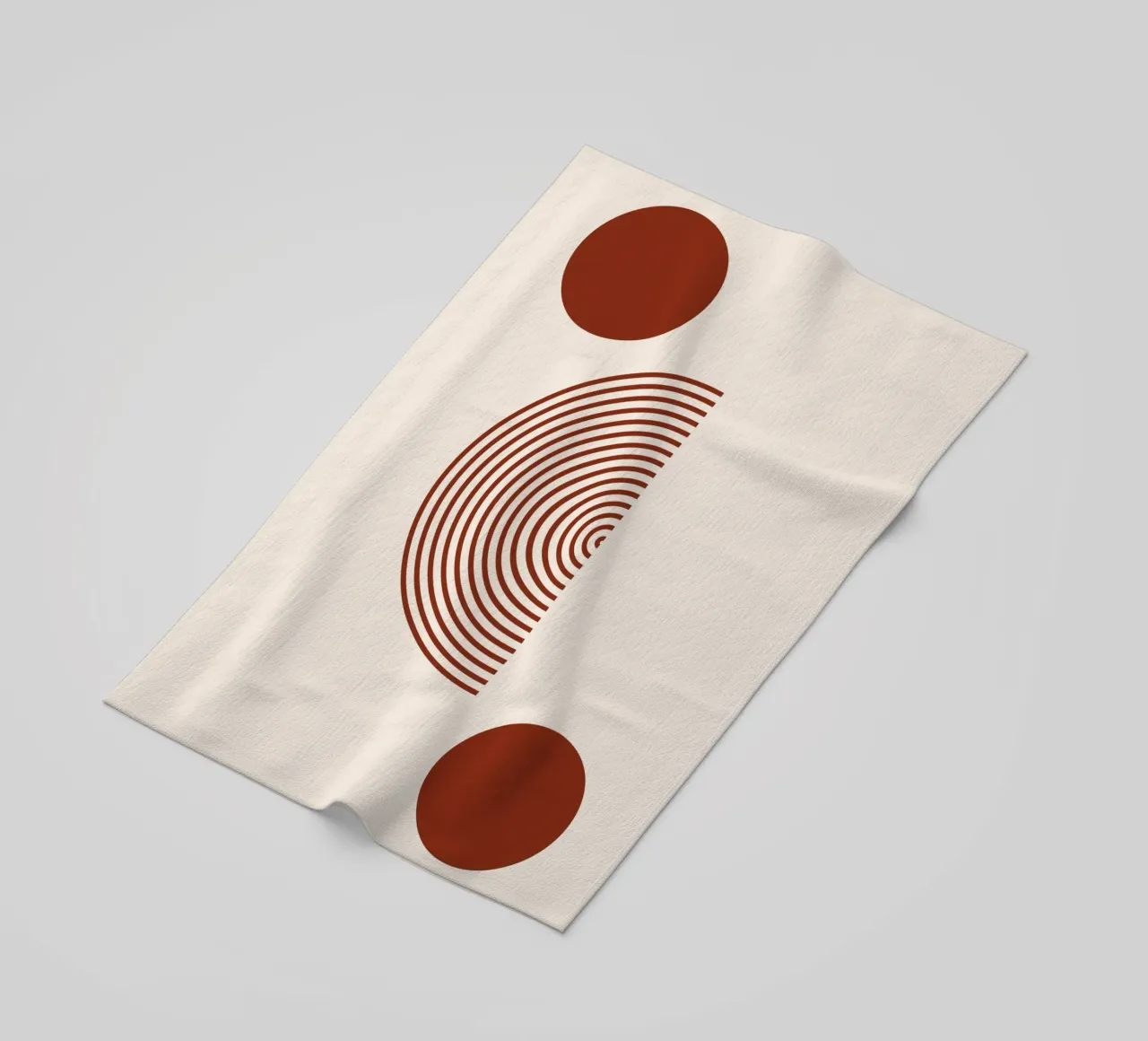Geometric balance - rust red design beach towel by Whole©