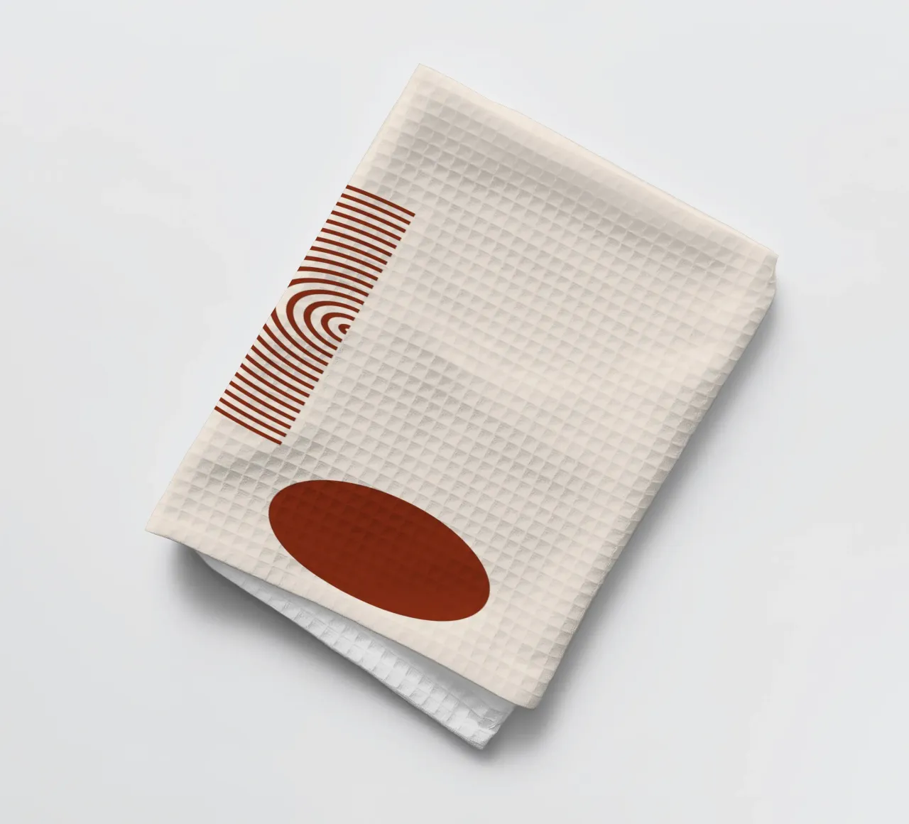 Geometric balance - rust red design tea towel by Whole©