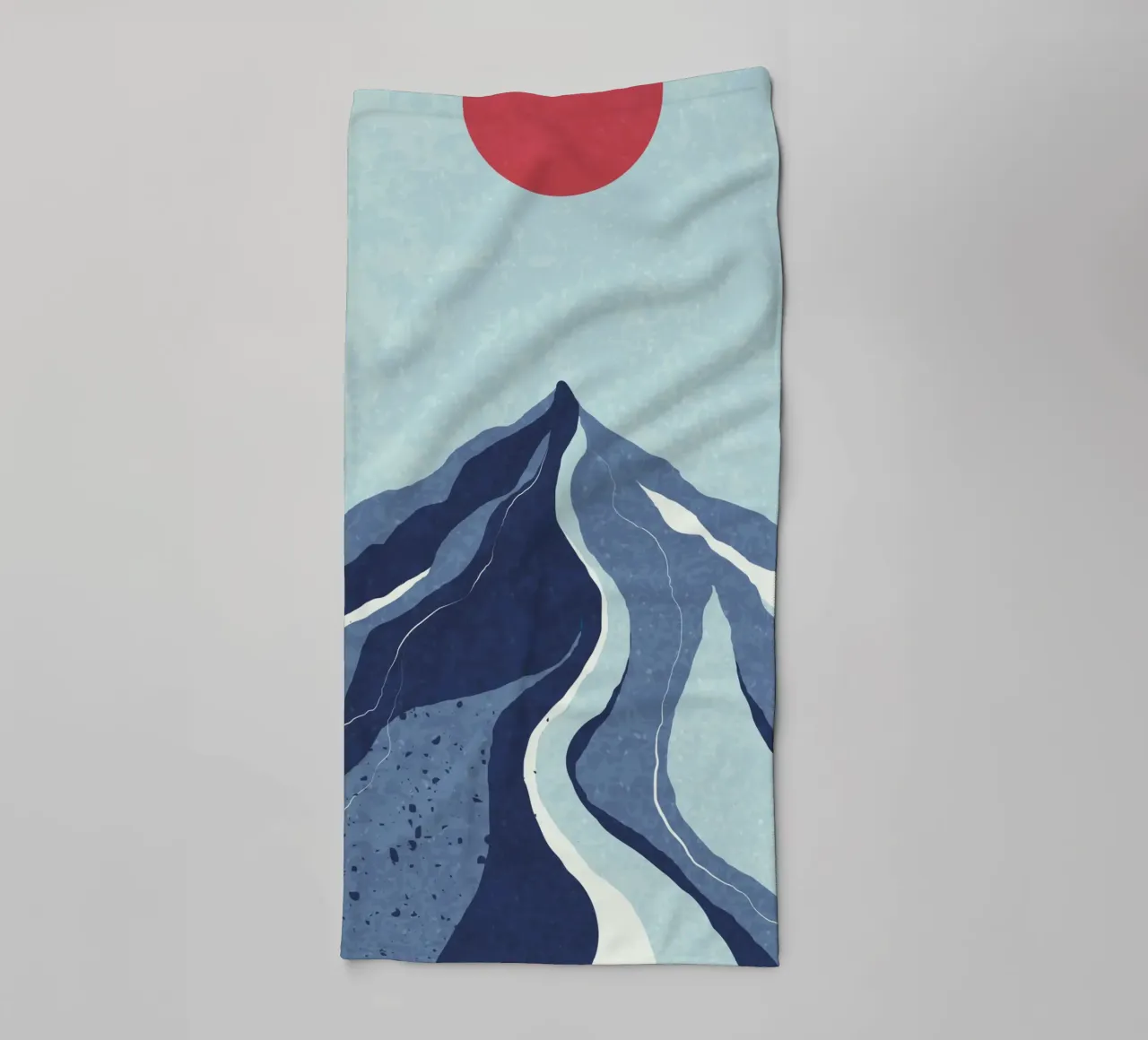 Abstract mountain landscape - blue & red towel by Whole©